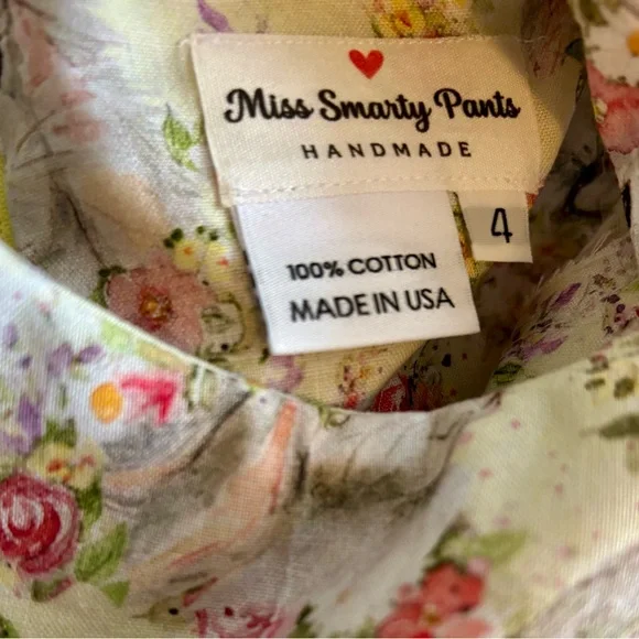 Miss Smarty Pants New Hand Crafted Yellow Easter Dress with Bunnies Size 4T - Picture 4 of 6